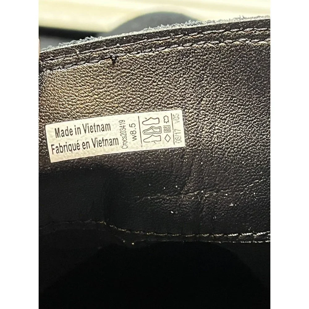 CROCS WOMEN'S LEIGH SUEDE WEDGE BOOTIE BLACK‎ #203419 SIZE 8.5